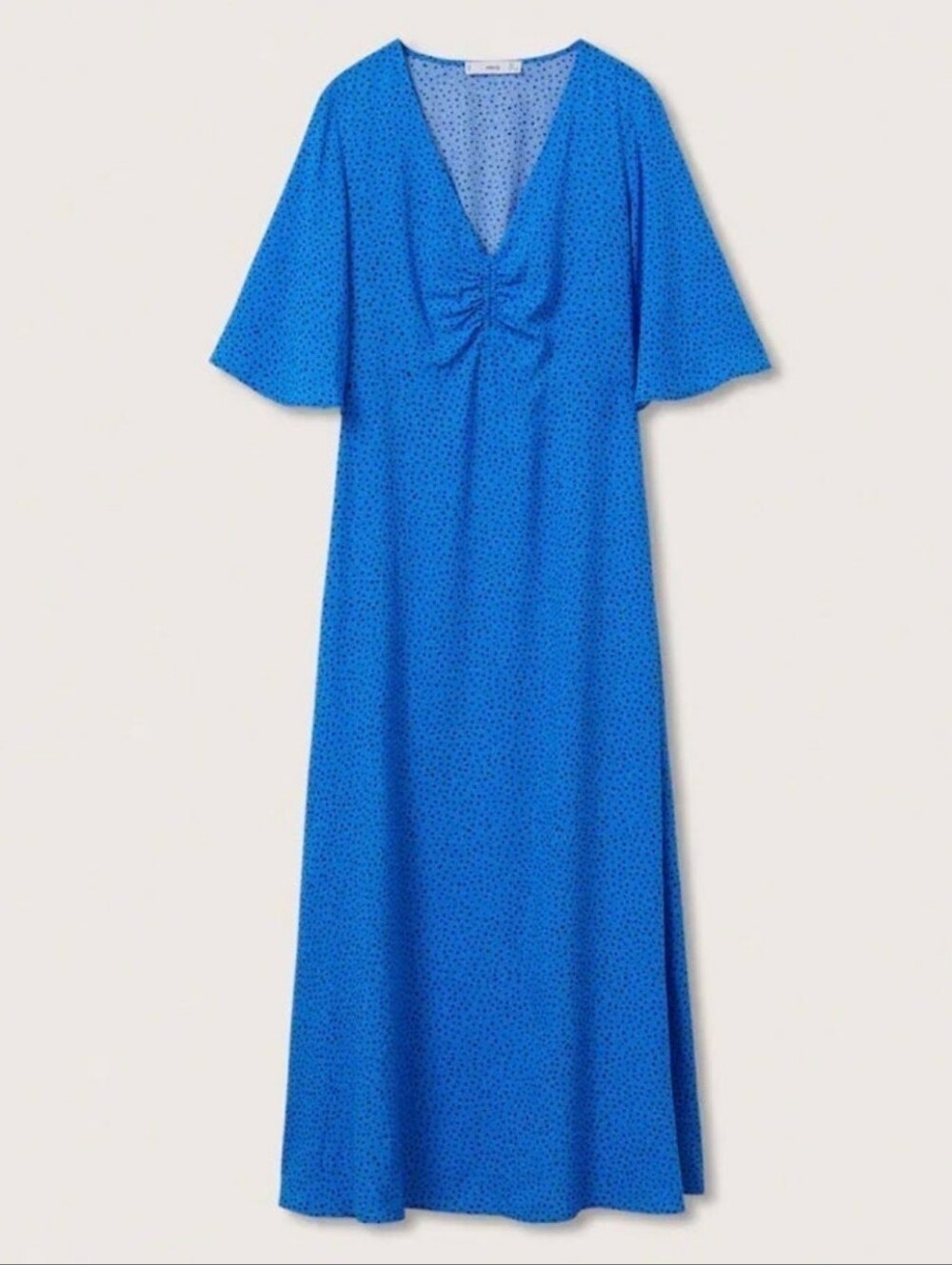 Long Flowy Blue V-Neck Flutter Sleeve - Picture 4 of 12